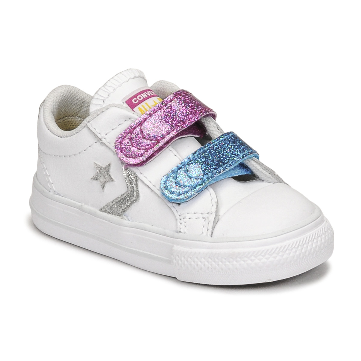 Chaussures Fille Baskets basses Converse bunny STAR PLAYER 2V GLITTER TEXTILE OX Blanc / Bleu / Rose