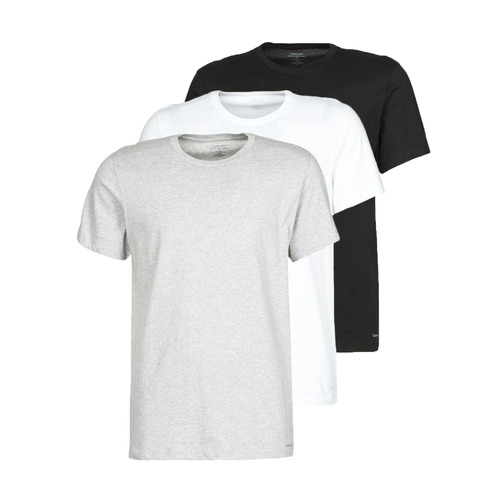 T-shirts Manches Courtes Calvin Klein Jeans CREW NECK 3PACK Gris / Noir / Blanc - Livraison Gratuite 