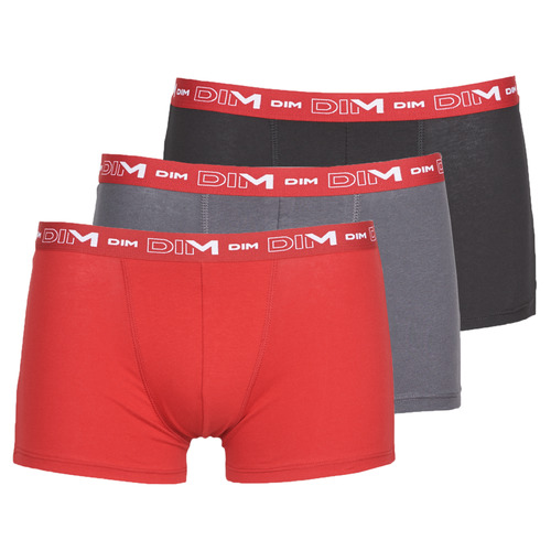 Lot de 3 slips gris DIM Homme Sport & Maillots de bain Vêtements de sport Sous-vêtements rouge chili et noir Coton Stretch 