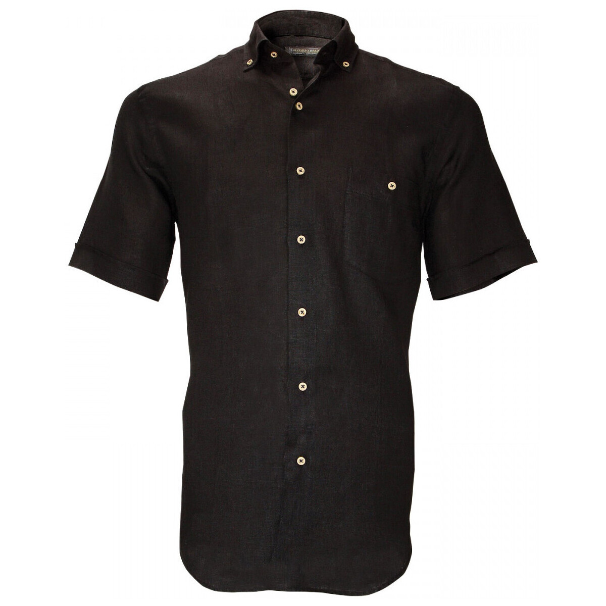 Vêtements Homme Chemises manches courtes Emporio Balzani chemisette en lin san martino noir Noir