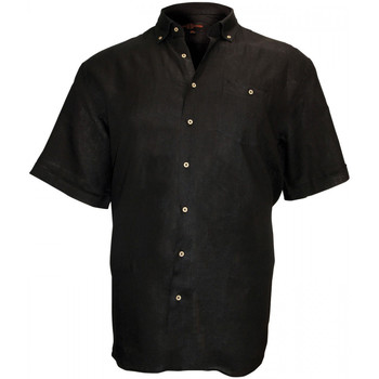 Vêtements Homme Chemises manches courtes Doublissimo chemisette en lin monte carlo noir Noir