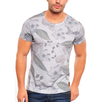 Vêtements Homme T-shirts & Polos Monsieurmode T-shirt homme fleurie T-shirt 3012 gris Gris