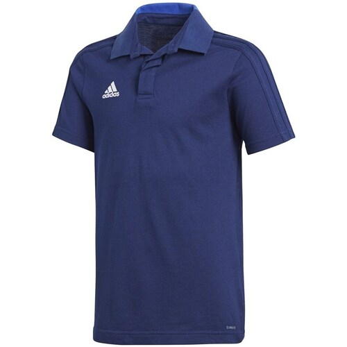 Vêtements Garçon T-shirts manches courtes adidas Originals Polo Blanc, Bleu marine