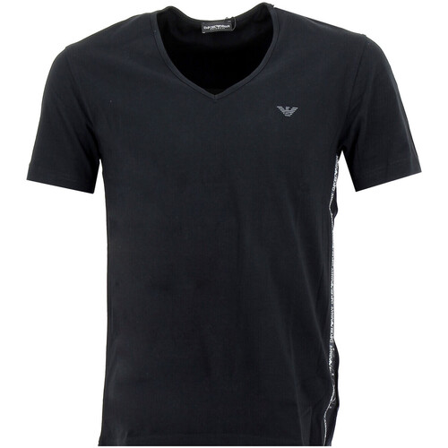 Vêtements Homme T-shirts & Polos Camiseta azul marino con logo pequeño plateado EA7 Core ID de Armanini BEACHWEAR Noir