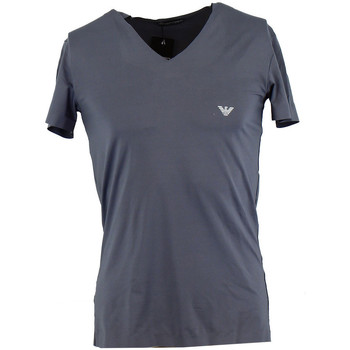 Vêtements Homme T-shirts & Polos Emporio Armani mixed leather large eagle logo runner sneakers in whiteni Tee-shirt Gris