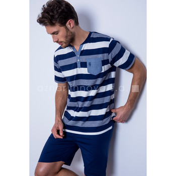 Admas Tenue d'intérieur pyjama short t-shirt Greece bleu Bleu