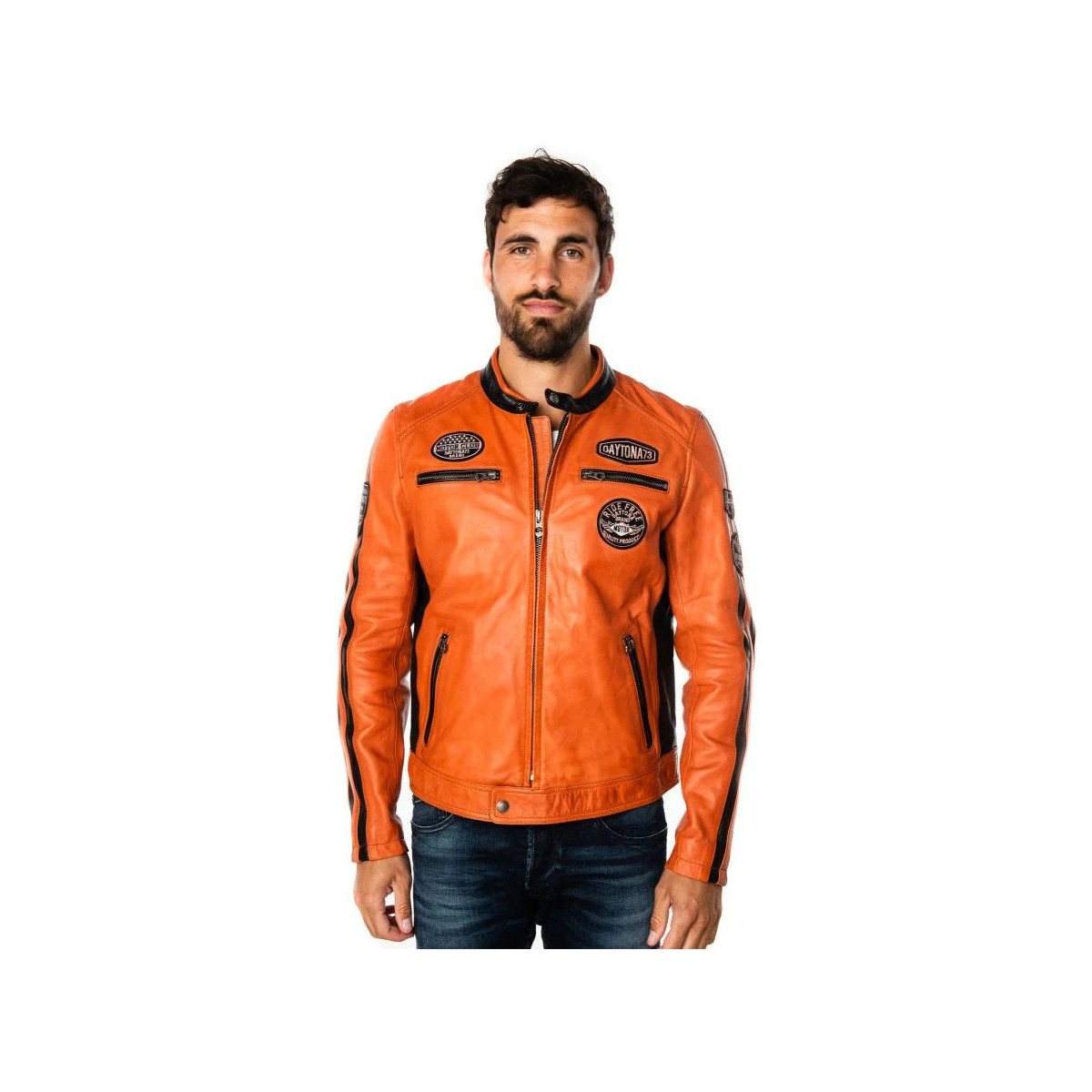 Vêtements Homme Vestes en cuir / synthétiques Daytona GALIANO SHEEP ATLAS VEG BURNT ORANGE Orange