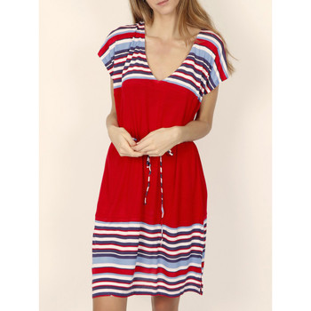 Vêtements Femme Robes courtes Admas Robe estivale manches courtes Elegant Stripes rouge Rouge