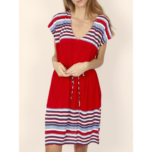 Vêtements Femme Robes Femme | Robe estivale manches courtes Elegant Stripes rouge - GT42919