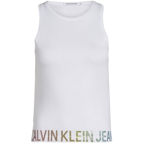Vêtements Femme T-shirts & Polos Calvin Klein Jeans Débardeur court  ref_49181 Blanc Blanc