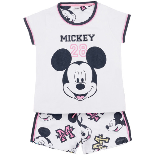 Vêtements Fille Pyjamas / Chemises de nuit Admas Pyjama short t-shirt Jacey Mickey 28 Disney blanc Blanc