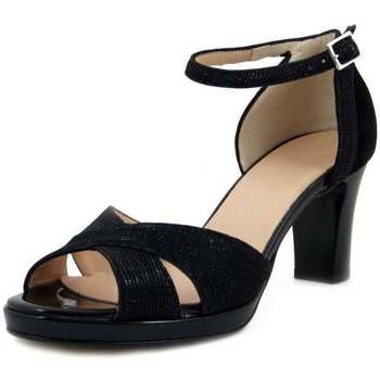 Osvaldo Pericoli Femme Chaussures, Sandales, Cuir et Glitter Tissu-20084 Noir