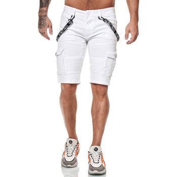 Vêtements Homme Shorts / Bermudas Monsieurmode Bermuda fashion en jeans Bermuda 7558 blanc Blanc