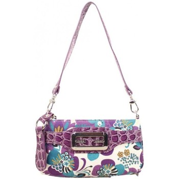 Fuchsia Mini sac pochette  - Toile motif fleurs - Violet Multicolore