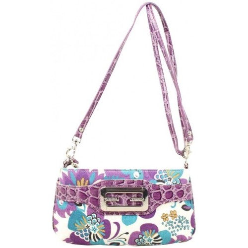 Sacs Femme Sacs Bandoulière Fuchsia Mini sac pochette  - Toile motif fleurs - Violet Multicolore