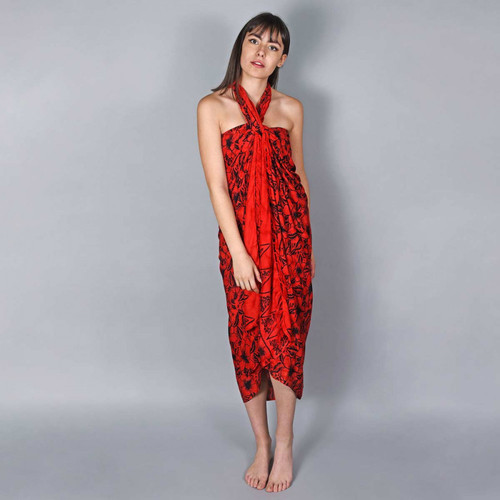 Baisers Salés Paréo Batik Lotus Rouge - Vêtements Paréos Femme 25,90 €