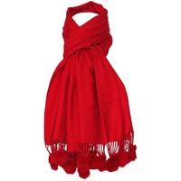 Accessoires textile Femme Echarpes / Etoles / Foulards Chapeau-Tendance Etole chale à pompons Rouge