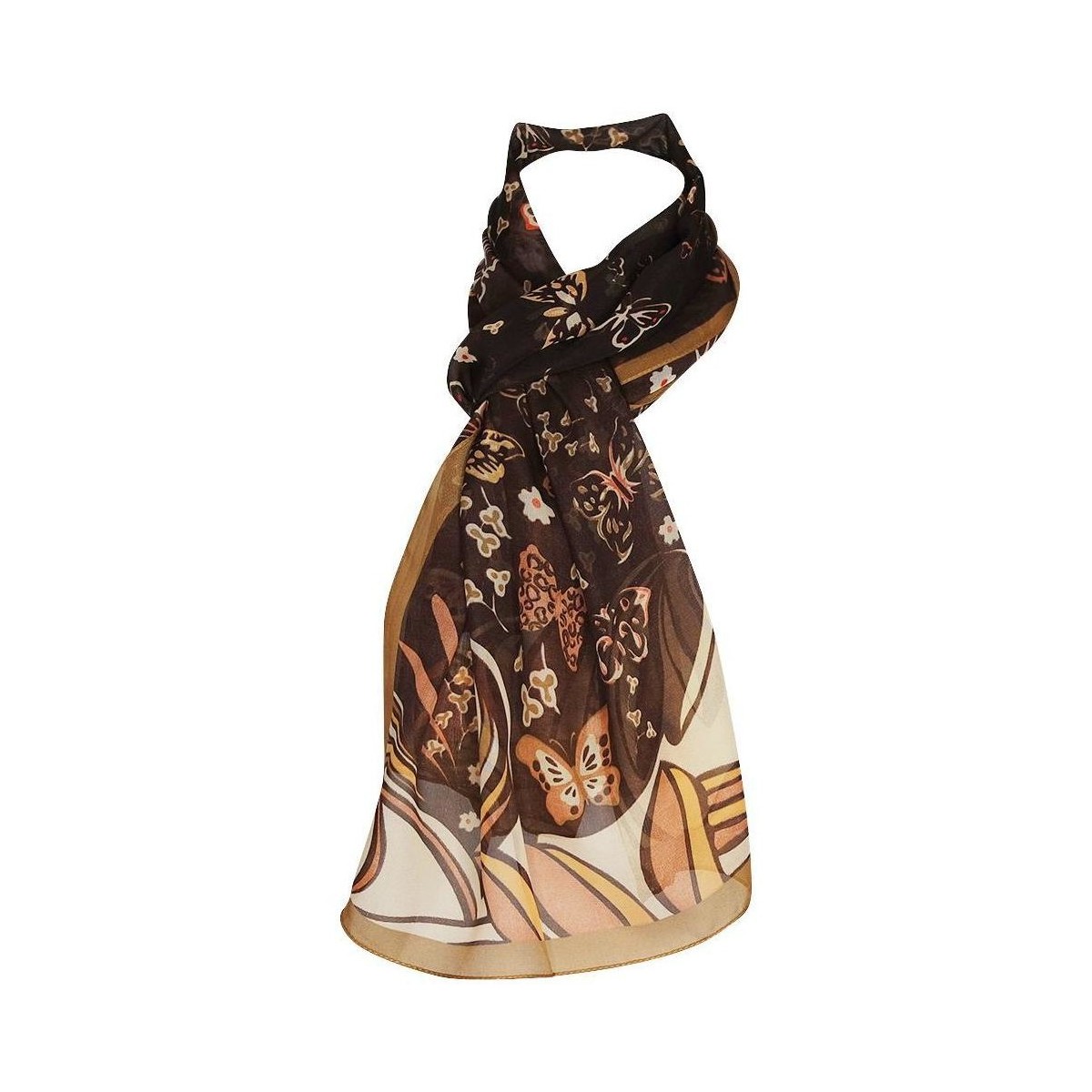 Accessoires textile Femme Echarpes / Etoles / Foulards Chapeau-Tendance Mousseline papillons SABINA Marron