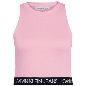 Vêtements Femme Débardeurs / T-shirts sans manche Calvin Klein Jeans Crop top Rose  ref_49786 Rose