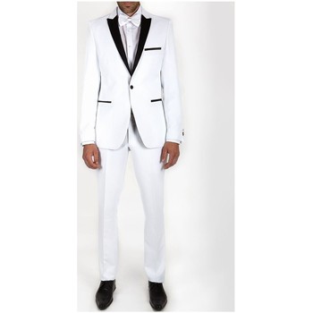 Vêtements Homme Costumes  Kebello Smoking à revers en satin Blanc H Blanc