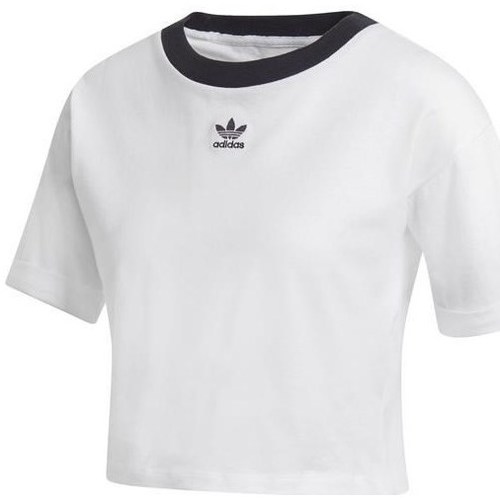 Vêtements Femme T-shirts manches courtes adidas solo Originals Crop Top Noir, Blanc