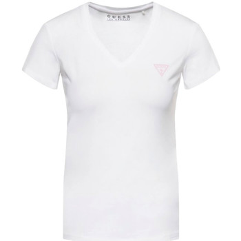 Vêtements Femme ribbed V-neck T-shirt Guess Mini triangle Blanc