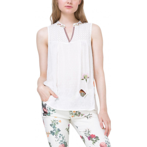Vêtements Femme Polos manches courtes Desigual T Shirt Susi Crudo Blanc 73B2YC4 (sp) Blanc