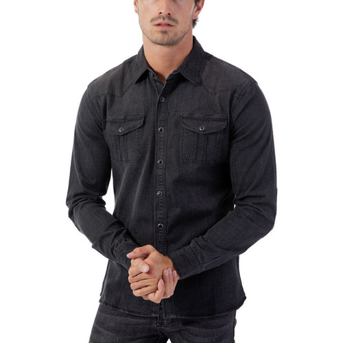 Mode Chemises Chemises en jean H&M Chemise en jean noir style d\u00e9contract\u00e9 