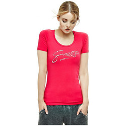 Vêtements Femme Polos manches courtes Guess T Shirt femme à logo strass rouge W62I09 Rouge