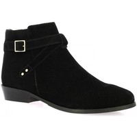 Chaussures Femme Bottines Impact Boots cuir velours Noir