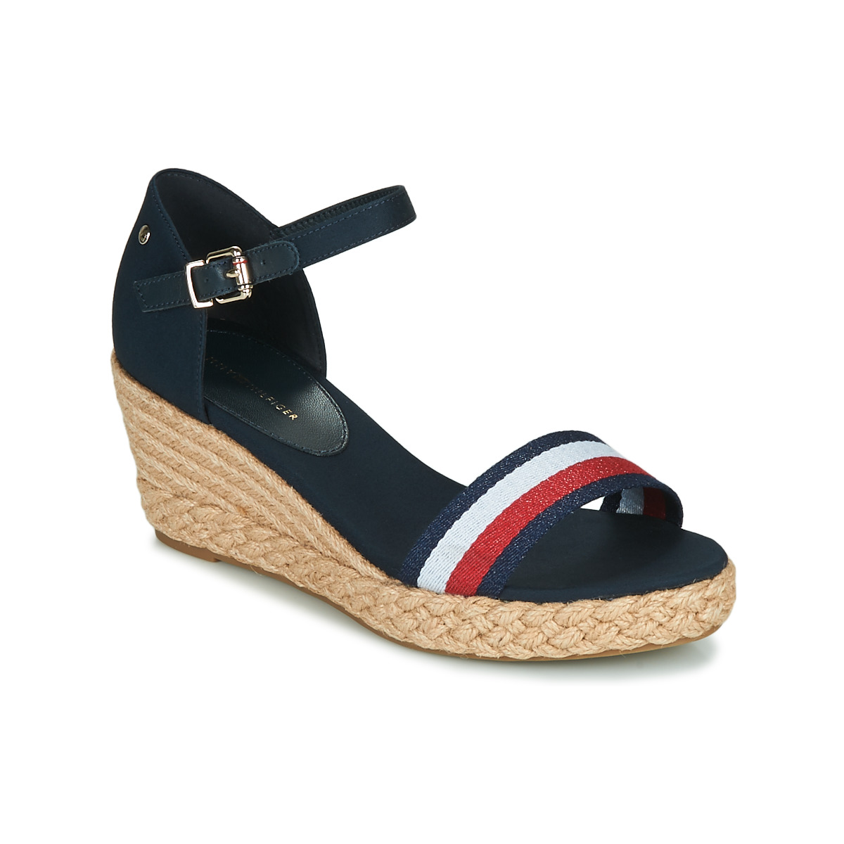 Chaussures Femme Sandales et Nu-pieds oro Tommy Hilfiger SHIMMERY RIBBON MID WEDGE SANDAL Marine