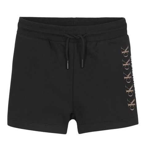 Shorts & Bermudas Fille Calvin Klein Jeans CK REPEAT FOIL KNIT SHORTS Noir - Livraison Gratuite 