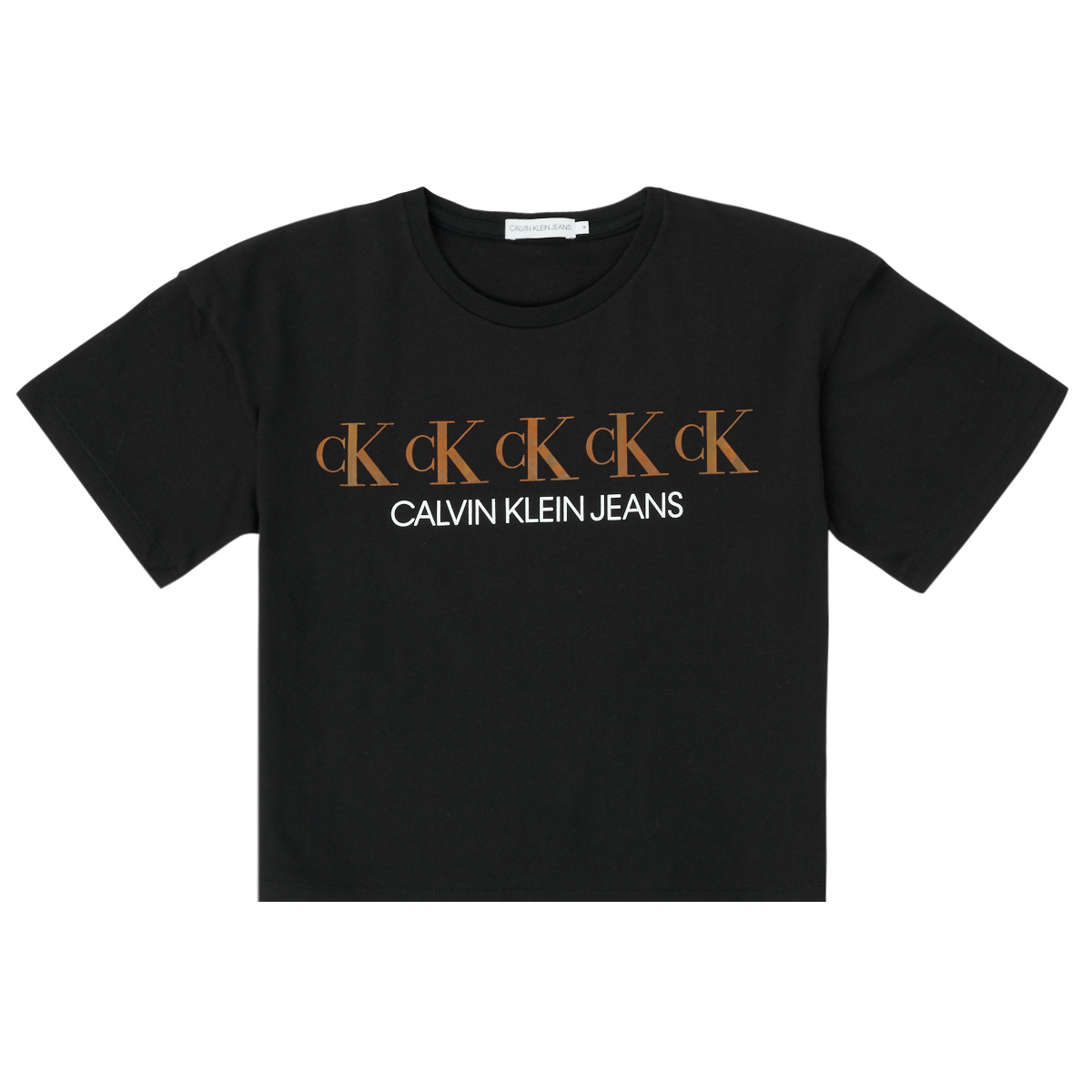 Vêtements Fille T-shirts manches courtes Набор трусов calvin klein хит сезона CK REPEAT FOIL BOXY T-SHIRT Noir