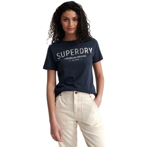 T-shirts Manches Courtes Superdry W1010006A Bleu - Vêtements T-shirts manches courtes Femme 21 
