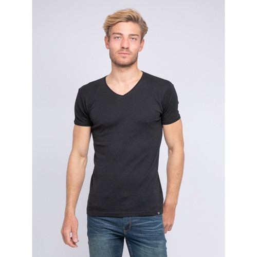 Vêtements T-shirts & Polos Ritchie T-shirt col V pur coton organique WORD Noir