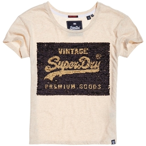 Femme Superdry G10010MR Beige - Vêtements T-shirts manches courtes Femme 24 