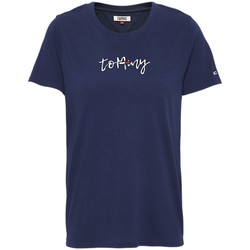 Vêtements Femme T-shirts manches courtes Tommy Jeans Flag on script tee Bleu