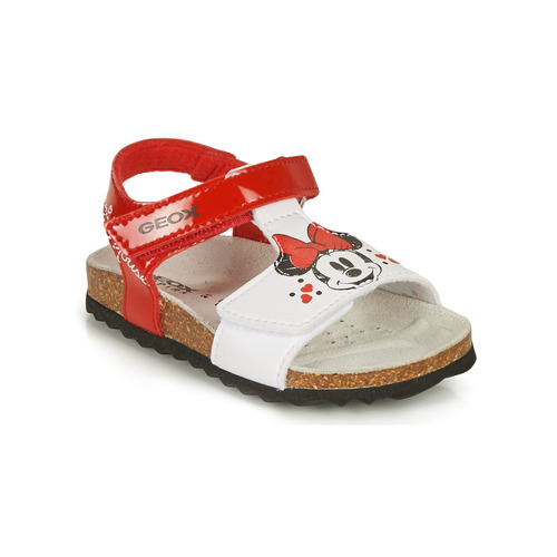 Chaussures Fille Effacer les critères Geox SANDAL CHALKI GIRL Rouge / Blanc