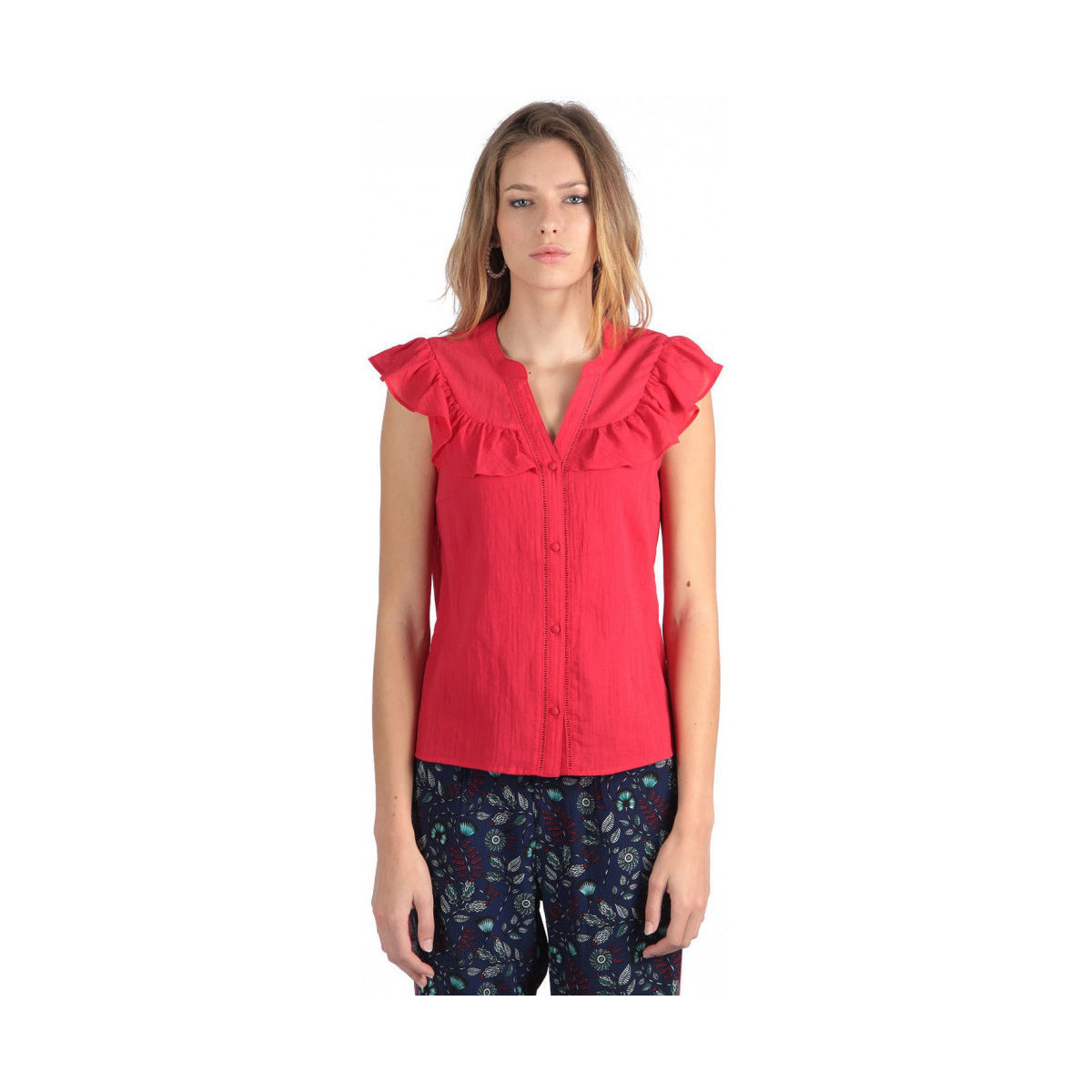 Vêtements Femme Chemises / Chemisiers Kaporal Chemisier / Blouse volant Femme Bulla Rouge Rouge