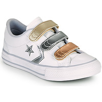 Chaussures Fille Baskets basses Converse STAR PLAYER 3V METALLIC LEATHER OX Blanc