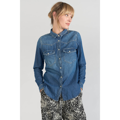 Vêtements Femme Chemises / Chemisiers The Garment V-neck ruffle-detail dress Blackises Chemise en jeans juanita bleue Bleu