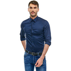 Vêtements Homme Chemises manches longues Guess Chemise Homme COLLINS Bleu (rft) Bleu