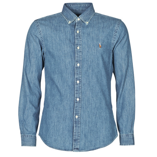 Vêtements Homme Chemises manches longues Monili chain-detail T-shirt CHEMISE COUPE DROITE EN DENIM Bleu