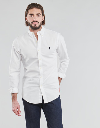 Vêtements Homme Chemises manches longues Polo Ralph Lauren CHEMISE AJUSTEE SLIM FIT EN OXFORD LEGER Blanc