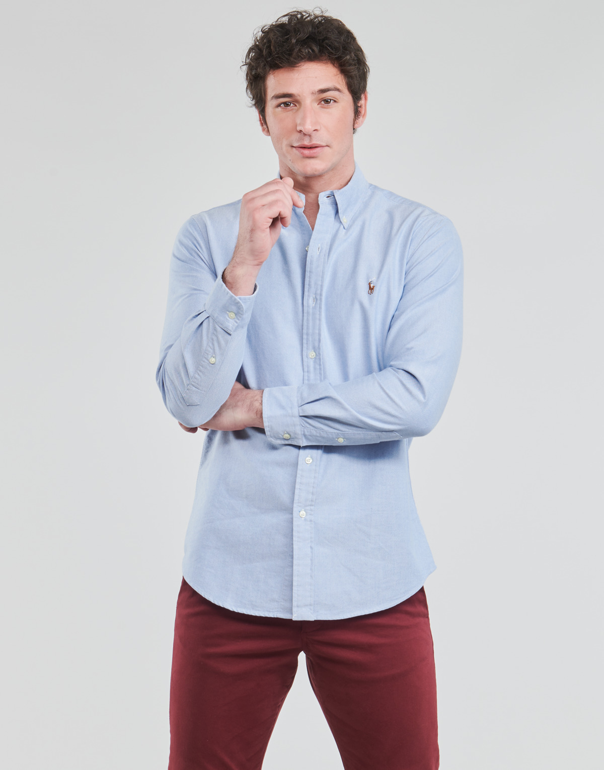 Vêtements Homme Chemises manches longues Authentic moncler sky blue polo Kids CHEMISE COUPE DROITE EN OXFORD Bleu