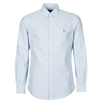 Vêtements Homme Chemises manches longues Polo Ralph Lauren CHEMISE AJUSTEE EN OXFORD COL BOUTONNE Bleu / Blanc