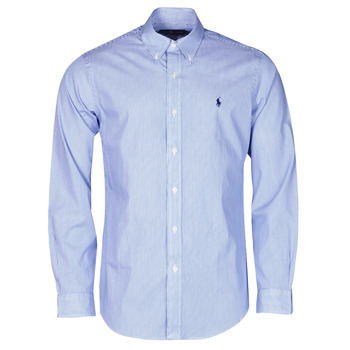 Vêtements Homme Chemises manches longues The Rug Republicn CHEMISE AJUSTEE EN POPLINE DE COTON COL BOUTONNE Bleu / Blanc