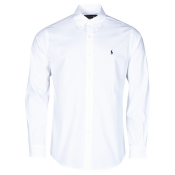 Vêtements Homme Chemises manches longues Polo Ralph Lauren CHEMISE AJUSTEE EN POPLINE DE COTON COL BOUTONNE Blanc