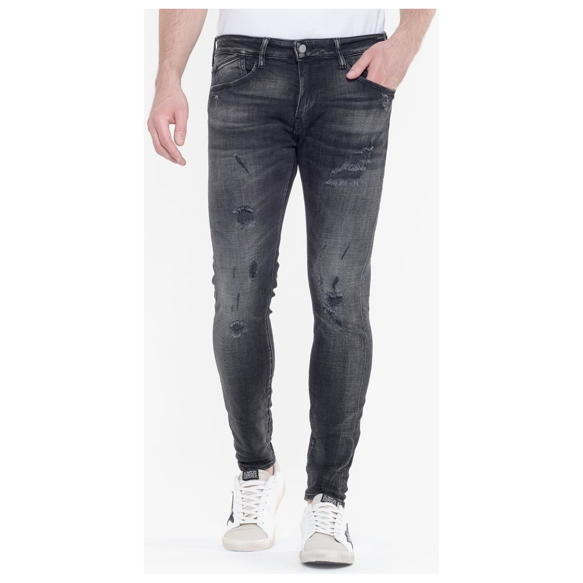 Vêtements Homme Jeans Le Temps des Cerises Power skinny 7/8ème jeans destroy noir Noir