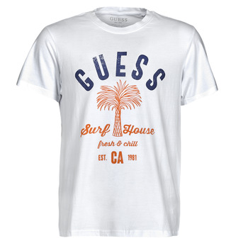 Vêtements Homme T-shirts manches courtes Guess SURF HOUSE CN SS TEE Blanc / Bleu / Marine